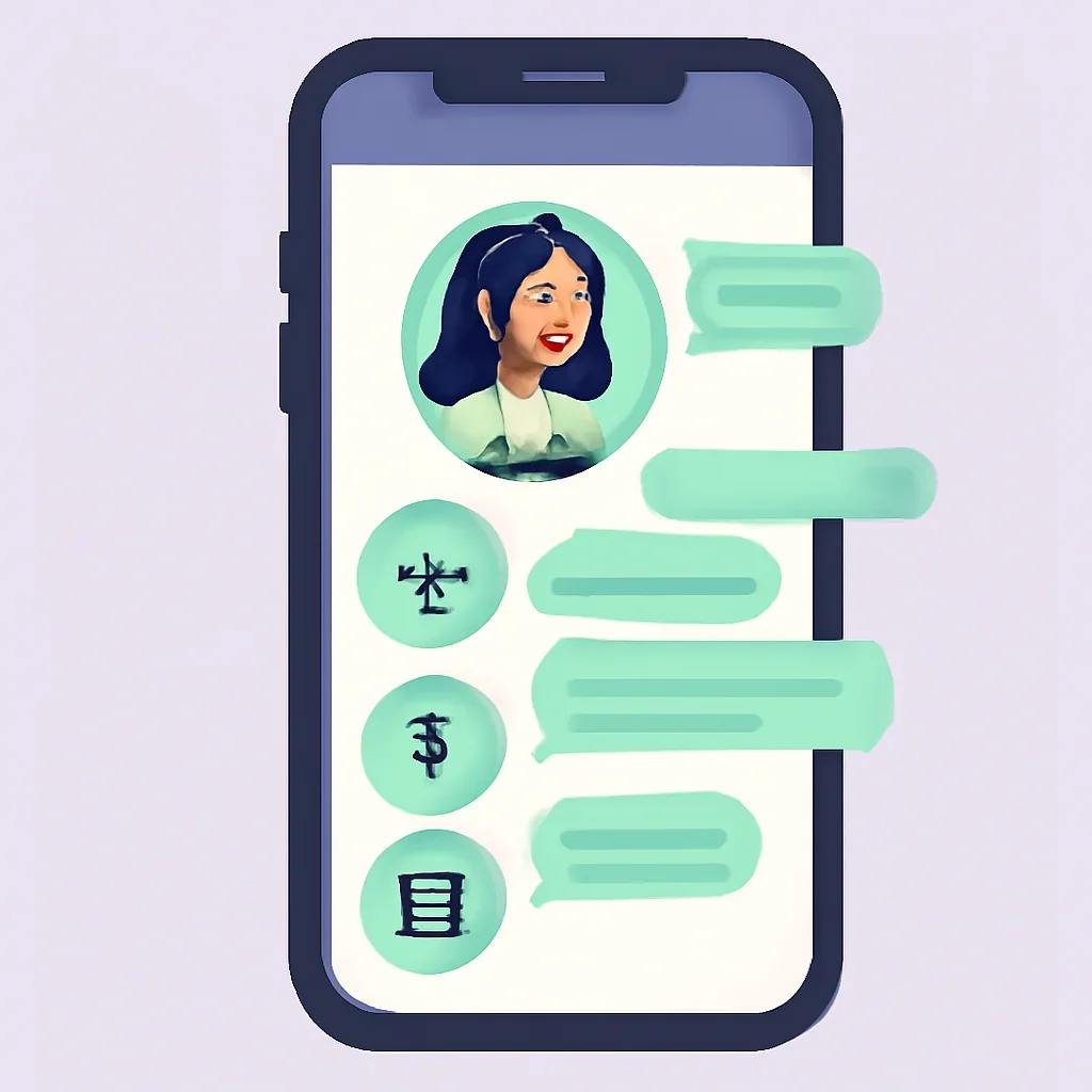 Illustrated GroomAI assistant answering routine pet grooming questions on a phone